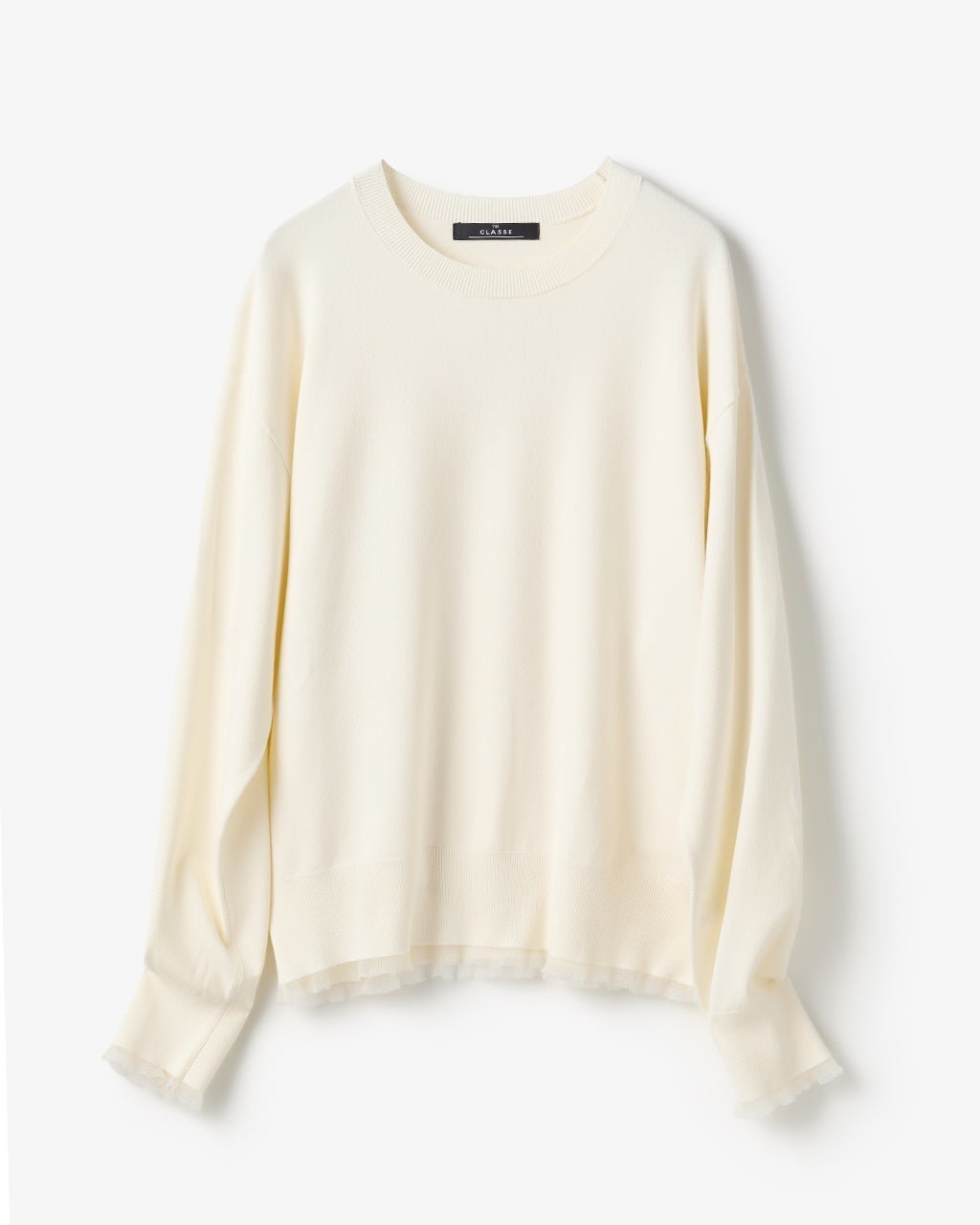 【ドゥクラッセ/DoCLASSE】のシアーフリル・クルーネックニット インテリア・キッズ・メンズ・レディースファッション・服の通販 founy(ファニー) 　ファッション　Fashion　レディースファッション　Fashion for Women　ワンピース　Dresses　新作・新入荷　New Arrivals / New In　おすすめ　Recommended / Our Picks　なめらか　Smooth, Silky Texture　シンプル　Simple, Minimal　セットアップ　Set-Up, Coordinated Outfit　トレンド　Trend, Trending Now　フォルム　Silhouette, Form　オフホワイト|ID: prp329100004856997 ipo3291000000035833466