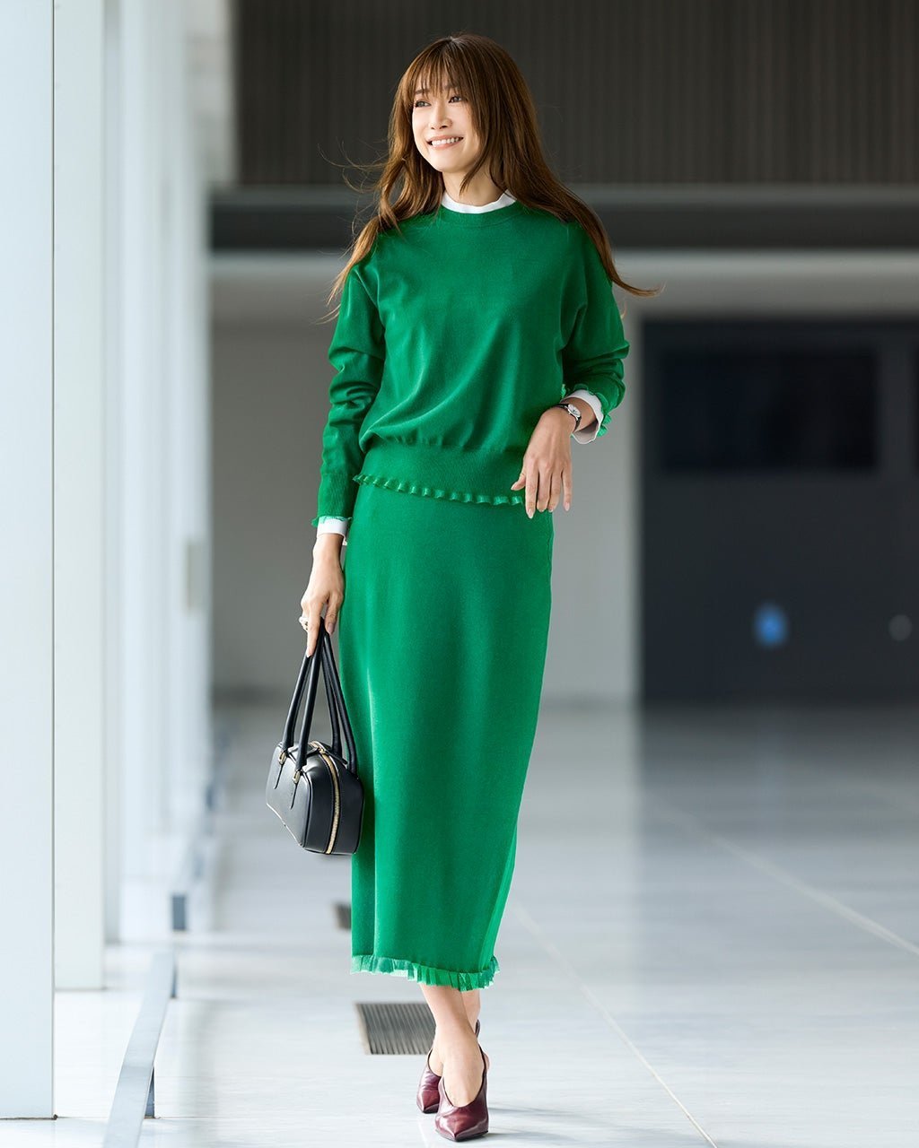 【ドゥクラッセ/DoCLASSE】のシアーフリル・クルーネックニット インテリア・キッズ・メンズ・レディースファッション・服の通販 founy(ファニー) 　ファッション　Fashion　レディースファッション　Fashion for Women　ワンピース　Dresses　新作・新入荷　New Arrivals / New In　おすすめ　Recommended / Our Picks　なめらか　Smooth, Silky Texture　シンプル　Simple, Minimal　セットアップ　Set-Up, Coordinated Outfit　トレンド　Trend, Trending Now　フォルム　Silhouette, Form　グリーン|ID: prp329100004856997 ipo3291000000035833470