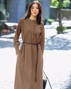 【ドゥクラッセ/DoCLASSE】のイージージョーゼット・ベルト付きワンピース キャメル|ID: prp329100004857000 ipo3291000000035833508