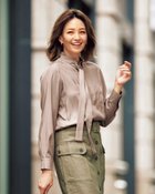 【ドゥクラッセ/DoCLASSE】のキュプラ混シャンブレー・ボウタイブラウス ピンクベージュ|ID: prp329100004858264 ipo3291000000036119060