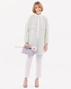 【ドゥクラッセ/DoCLASSE】のダブルジャカード編み・ノーカラーコート オフホワイト|ID: prp329100004859205 ipo3291000000035933414