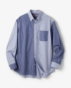 【ドゥクラッセ/DoCLASSE / MEN】の綿100%ストライプ切り替えシャツ ブルー・パターン|ID: prp329100004860294 ipo3291000000035992098