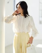 【ドゥクラッセ/DoCLASSE】のシルキーポプリン・ラッフルブラウス オフホワイト|ID: prp329100004860318 ipo3291000000035992351