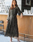 【ドゥクラッセ/DoCLASSE】のシアーシフォン・ギャザーベルトワンピース ブラックパターン|ID: prp329100004860332 ipo3291000000035992456