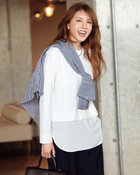 【ドゥクラッセ/DoCLASSE】の超長綿・異素材コンビプルオーバー オフホワイト|ID: prp329100004860349 ipo3291000000035992537