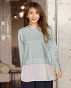 【ドゥクラッセ/DoCLASSE】の超長綿・異素材コンビプルオーバー ダスティーブルー|ID: prp329100004860349 ipo3291000000035992539