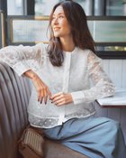 【ドゥクラッセ/DoCLASSE】のフラワー刺繍・オーガンジーフリルブラウス ホワイト|ID: prp329100004860380 ipo3291000000035992680