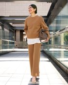 【ドゥクラッセ/DoCLASSE】のライトダンボールニット・イージーワイドパンツ ライトブラウン|ID: prp329100004860407 ipo3291000000035993041