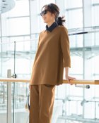 【ドゥクラッセ/DoCLASSE】のライトダンボールニット・浅Vフレアトップス ライトブラウン|ID: prp329100004860416 ipo3291000000035993133