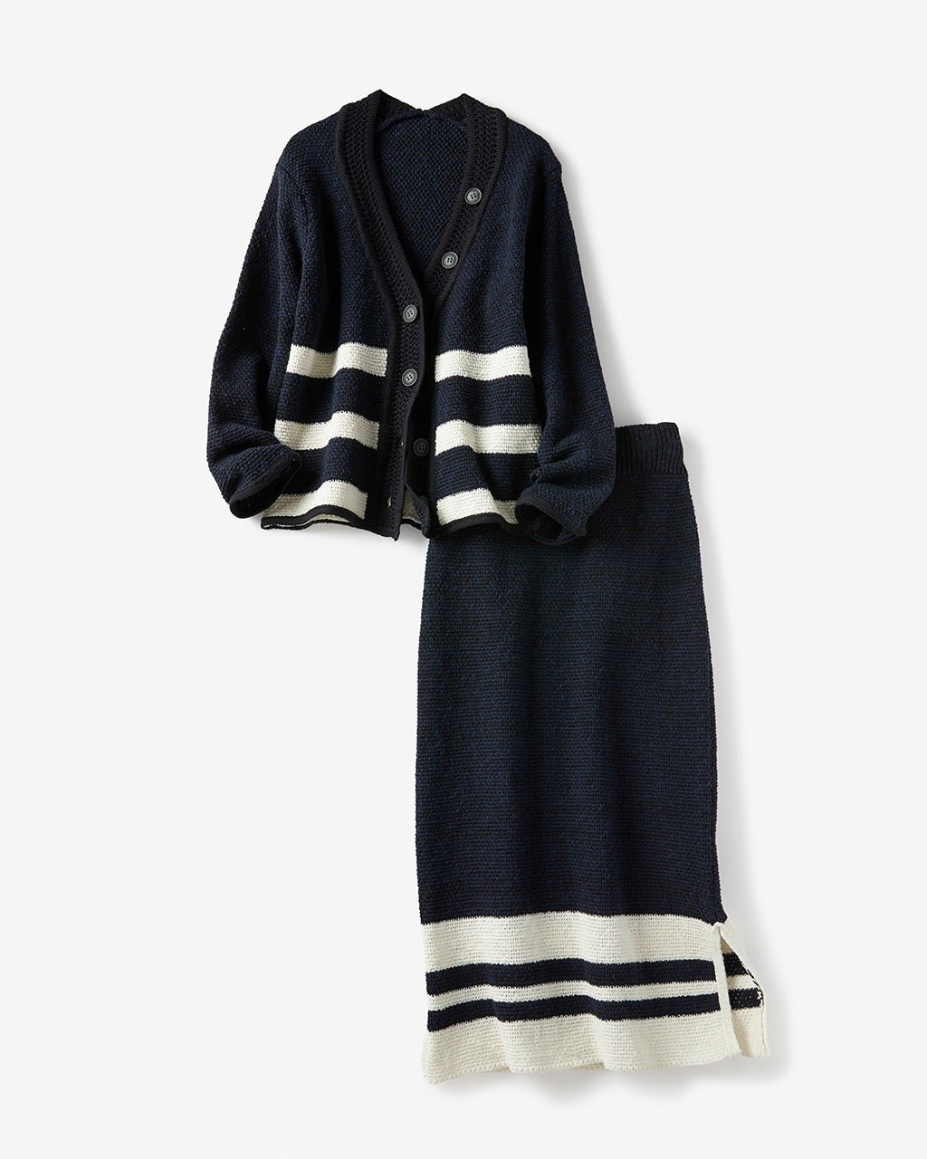 【ドゥクラッセ/DoCLASSE】のツイーディニット・カーデセットアップ インテリア・キッズ・メンズ・レディースファッション・服の通販 founy(ファニー) ファッション Fashion レディースファッション Fashion for Women ワンピース Dresses ネイビーXオフ|ID: prp329100004862791 ipo3291000000036118770