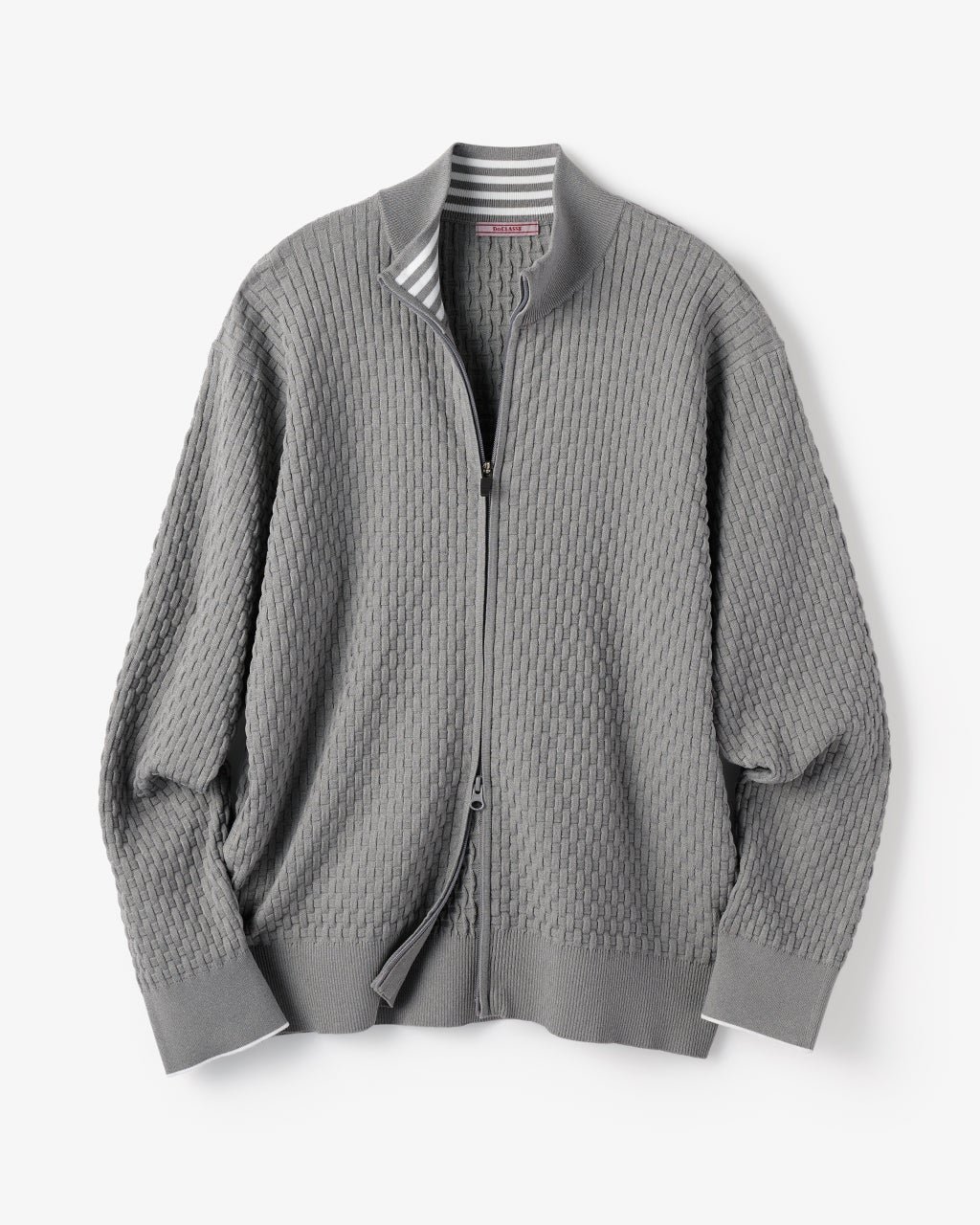 【ドゥクラッセ/DoCLASSE / MEN】の立体バスケット編みフルジップジャケット インテリア・キッズ・メンズ・レディースファッション・服の通販 founy(ファニー) 　ファッション　Fashion　メンズファッション　Fashion for Men　新作・新入荷　New Arrivals / New In　カーディガン　Cardigan, Knitwear　ゴルフ　Golf　ストレッチ　Stretch, Stretchy Fabric　バスケット　Basket, Basket Bag　ボーダー　Border, Stripe　メンズ　Men's, Menswear　杢グレー|ID: prp329100004863531 ipo3291000000036158512