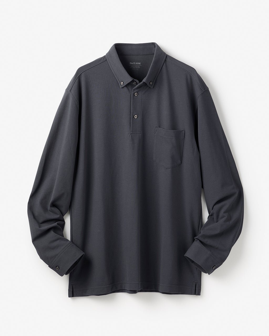 【ドゥクラッセ/DoCLASSE / MEN】の台衿付き速乾ビズポロ長袖 インテリア・キッズ・メンズ・レディースファッション・服の通販 founy(ファニー) 　ファッション　Fashion　メンズファッション　Fashion for Men　トップス・カットソー　Cut & Sew Tops　メンズシャツ　Shirts　ポロシャツ / きれいめカジュアルスタイル　Polo Shirts　新作・新入荷　New Arrivals / New In　メンズ　Men's, Menswear　長袖　Long Sleeve, Full Sleeve　チャコール|ID: prp329100004863533 ipo3291000000036158553