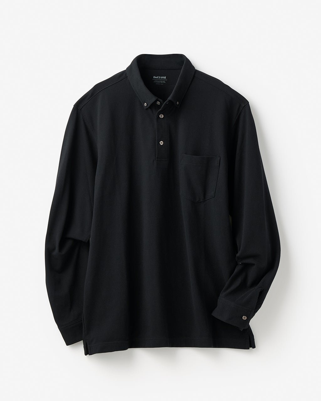 【ドゥクラッセ/DoCLASSE / MEN】の台衿付き速乾ビズポロ長袖 インテリア・キッズ・メンズ・レディースファッション・服の通販 founy(ファニー) 　ファッション　Fashion　メンズファッション　Fashion for Men　トップス・カットソー　Cut & Sew Tops　メンズシャツ　Shirts　ポロシャツ / きれいめカジュアルスタイル　Polo Shirts　新作・新入荷　New Arrivals / New In　メンズ　Men's, Menswear　長袖　Long Sleeve, Full Sleeve　ブラック|ID: prp329100004863533 ipo3291000000036158558