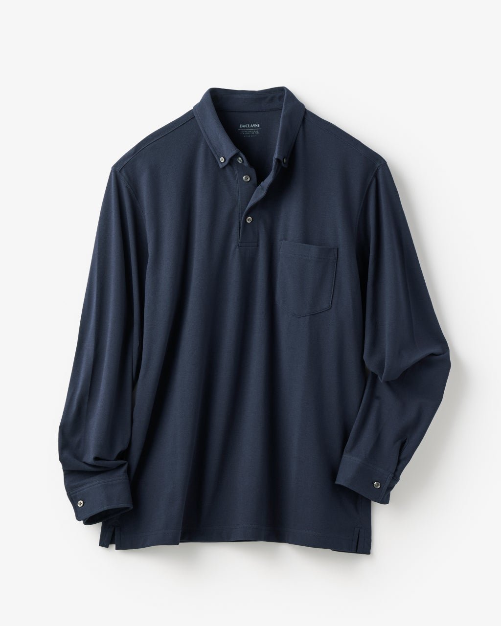 【ドゥクラッセ/DoCLASSE / MEN】の台衿付き速乾ビズポロ長袖 インテリア・キッズ・メンズ・レディースファッション・服の通販 founy(ファニー) 　ファッション　Fashion　メンズファッション　Fashion for Men　トップス・カットソー　Cut & Sew Tops　メンズシャツ　Shirts　ポロシャツ / きれいめカジュアルスタイル　Polo Shirts　新作・新入荷　New Arrivals / New In　メンズ　Men's, Menswear　長袖　Long Sleeve, Full Sleeve　ネイビー|ID: prp329100004863533 ipo3291000000036158563