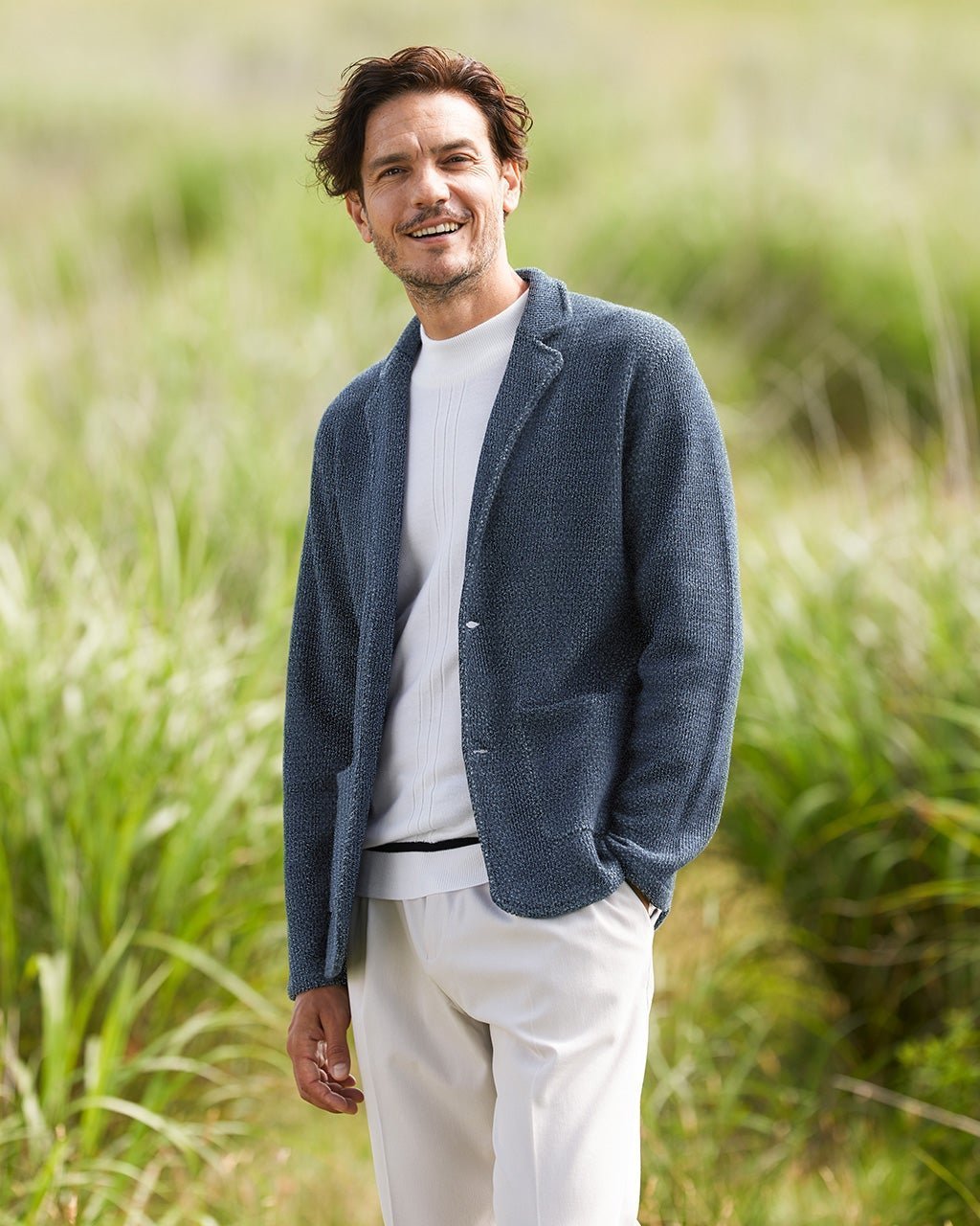 【ドゥクラッセ/DoCLASSE / MEN】の着心地ライト・ニットジャケット インテリア・キッズ・メンズ・レディースファッション・服の通販 founy(ファニー) ファッション Fashion メンズファッション Fashion for Men カットソー Cut and Sewn Top カーディガン Cardigan, Knitwear 鹿の子 Piqué, Kanoko Fabric ジャケット Jacket, Outerwear スラックス Slacks, Dress Pants デニム Denim, Jeans Material ベスト Vest, Waistcoat ボーダー Border, Stripe メンズ Men's, Menswear エレガント 上品 Elegant インディゴ|ID: prp329100004866601 ipo3291000000036247107