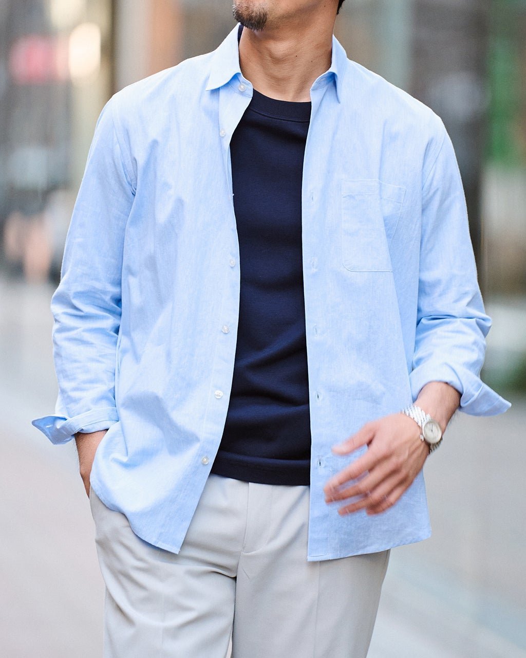 【ドゥクラッセ/DoCLASSE / MEN】のCOOLMAXリネン混シャツ長袖 インテリア・キッズ・メンズ・レディースファッション・服の通販 founy(ファニー) ファッション Fashion メンズファッション Fashion for Men 新作・新入荷 New Arrivals / New In メンズ Men's, Menswear リネン Linen, Linen Fabric 長袖 Long Sleeve, Full Sleeve サックス|ID: prp329100004871386 ipo3291000000036315095