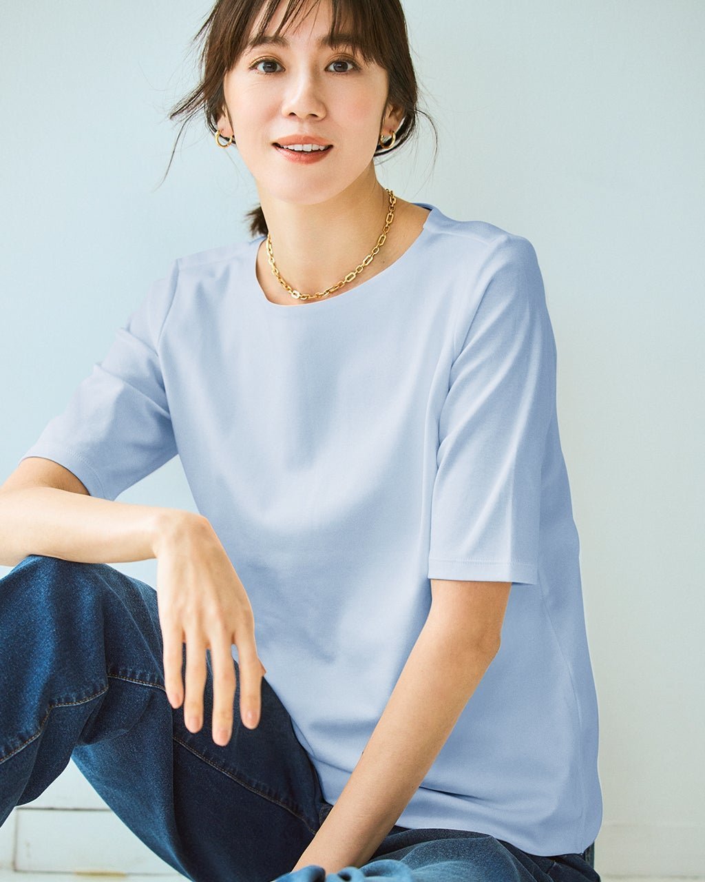 【ドゥクラッセ/DoCLASSE】のボートネックN/5分袖・DoT インテリア・キッズ・メンズ・レディースファッション・服の通販 founy(ファニー) 　ファッション　Fashion　レディースファッション　Fashion for Women　トップス・カットソー　Cut & Sew Tops　シャツ・ブラウス・オフィスカジュアル　Elegant Blouses & Button-Ups　ロングTシャツ・Tシャツ　Longline T-Shirts & Tees　カットソー・ベーシックTシャツ　Cut-and-Sewn Tops / Stretch Tees & Basics　インナー　Innerwear　カットソー　Cut and Sewn Top　ショルダー　Shoulder, Shoulder Strap　シンプル　Simple, Minimal　ジャケット　Jacket, Outerwear　デニム　Denim, Jeans Material　定番　Standard, Basic Item　なめらか　Smooth, Silky Texture　人気　Popular, Best Seller　パール　Pearl, Pearl Accent　ベーシック　Basic, Essential　半袖　Short Sleeve, Half Sleeve　新作・新入荷　New Arrivals / New In　おすすめ　Recommended / Our Picks　ビジネス 仕事 通勤　Business / Work / Commuting　ペールブルー|ID: prp329100004871405 ipo3291000000036315390