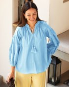 【ドゥクラッセ/DoCLASSE】のコットンボイル・エンブロイダリーブラウス ライトブルー|ID: prp329100004871408 ipo3291000000036315416