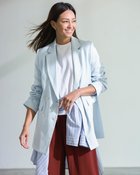【ドゥクラッセ/DoCLASSE】のリネン混ストレッチ・ダブルジャケット 人気、トレンドファッション・服の通販 founy(ファニー) ファッション Fashion レディースファッション Fashion for Women アウター Coat / Outerwear Collection レディースジャケット・軽アウター Jackets 新作・新入荷 New Arrivals / New In ジャケット Jacket, Outerwear ストレッチ Stretch, Stretchy Fabric ダブル Double, Double-Breasted バランス Balance, Style Balance ミックス Mix, Mixed Style リネン Linen, Linen Fabric ロング Long, Long-Length 人気 Popular, Best Seller ビジネス 仕事 通勤 Business / Work / Commuting 夏 Summer 定番 Standard, Basic Item 春 Spring S/S・春夏 SS, Spring/Summer, Warm Season thumbnail ライトブルー|ID: prp329100004871417 ipo3291000000036910635