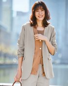 【ドゥクラッセ/DoCLASSE】のリネン混ストレッチ・ノーカラージャケット グレー|ID: prp329100004871418 ipo3291000000036315522