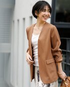 【ドゥクラッセ/DoCLASSE】のリネン混ストレッチ・ノーカラージャケット ベージュ|ID: prp329100004871418 ipo3291000000036315524