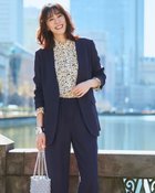 【ドゥクラッセ/DoCLASSE】のリネン混ストレッチ・ノーカラージャケット ミッドナイトブルー|ID: prp329100004871418 ipo3291000000037101365