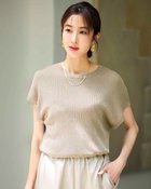 【ドゥクラッセ/DoCLASSE】の光沢リブ・フレンチ袖ニット 人気、トレンドファッション・服の通販 founy(ファニー) ファッション Fashion レディースファッション Fashion for Women トップス・カットソー Cut & Sew Tops ニット Knit Tops & Sweaters セーター Sweater, Knitwear リブニット Rib Knit, Ribbed Knit thumbnail シルバー|ID: prp329100004871470 ipo3291000000036316290