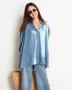 【ドゥクラッセ/DoCLASSE】のドレーピーデニム・スキッパーブラウス ライトインディゴ|ID: prp329100004872486 ipo3291000000036341486