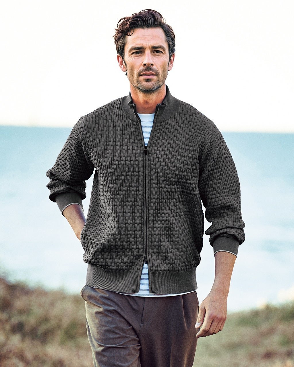 【ドゥクラッセ/DoCLASSE / MEN】の立体バスケット編みフルジップジャケット インテリア・キッズ・メンズ・レディースファッション・服の通販 founy(ファニー) ファッション Fashion メンズファッション Fashion for Men ゴルフ Golf ストレッチ Stretch, Stretchy Fabric バスケット Basket, Basket Bag パーカー Hoodie, Parka ブルゾン Blouson, Bomber Jacket ボーダー Border, Stripe メンズ Men's, Menswear エレガント 上品 Elegant チャコール|ID: prp329100004899693 ipo3291000000036659793