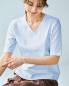 【ドゥクラッセ/DoCLASSE】のVネック/5分袖・ドゥクラッセTシャツ ペールブルー|ID:prp329100004919772