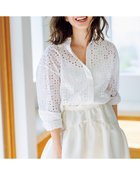 【ドゥクラッセ/DoCLASSE】のカットワークレース・比翼シャツ ホワイト|ID:prp329100004919776