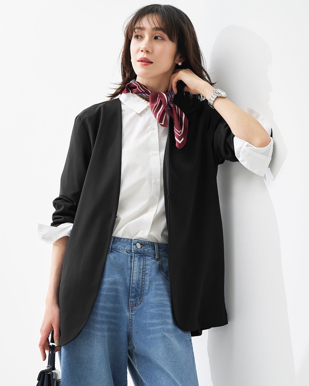 【ドゥクラッセ/DoCLASSE】のSARARI Air・ノーカラーVジャケット インテリア・キッズ・メンズ・レディースファッション・服の通販 founy(ファニー) 　ファッション　Fashion　レディースファッション　Fashion for Women　アウター　Coat / Outerwear Collection　レディースジャケット・軽アウター　Jackets　カーディガン　Cardigan, Knitwear　ジャケット　Jacket, Outerwear　ロング　Long, Long-Length　ワイド　Wide, Wide Fit　新作・新入荷　New Arrivals / New In　夏　Summer　ビジネス 仕事 通勤　Business / Work / Commuting　ブラック|ID: prp329100004919782 ipo3291000000036910671