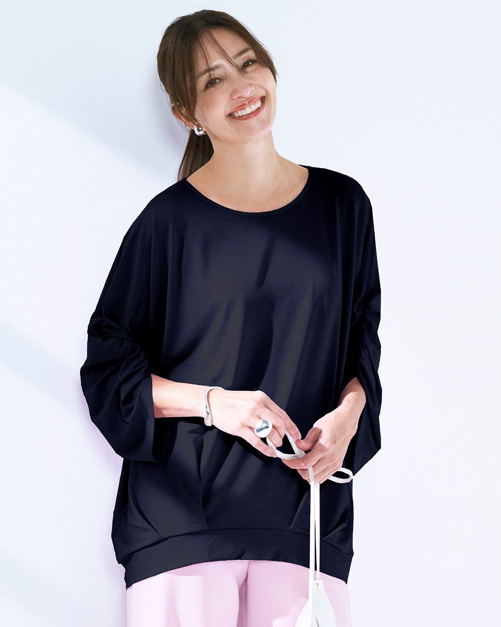 【ドゥクラッセ/DoCLASSE】のUVスラブ・ドルマンタックプルオーバー インテリア・キッズ・メンズ・レディースファッション・服の通販 founy(ファニー) 　ファッション　Fashion　レディースファッション　Fashion for Women　トップス・カットソー　Cut & Sew Tops　カジュアルプルオーバー・ニットトップス　Pullovers & Knit Tops / Casual Pullovers　新作・新入荷　New Arrivals / New In　カットソー　Cut and Sewn Top　ギャザー　Gathered, Ruffled　チュニック　Tunic, Long Top　ドレープ　Drape, Draping Fabric　ネイビー|ID: prp329100004919797 ipo3291000000036910767