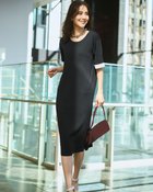 【ドゥクラッセ/DoCLASSE】の総針ニット・バイカラーワンピース ブラックパターン|ID:prp329100004919811