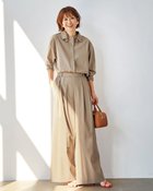 【ドゥクラッセ/DoCLASSE】のストレッチビスコース・タックワイドパンツ ベージュ|ID:prp329100004919814