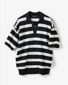 【ドゥクラッセ/DoCLASSE】のアイレットボーダー・ポロニット ブラック&times;ホワイト|ID:prp329100004919817