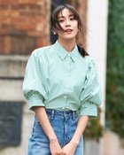 【ドゥクラッセ/DoCLASSE】のUVイージーケア・タック袖ブラウス グリーン・パターン|ID:prp329100004919820