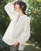 【ドゥクラッセ/DoCLASSE】のカットワークレース・キーネックブラウス ホワイト|ID:prp329100004919822