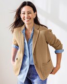 【ドゥクラッセ/DoCLASSE】の鹿の子ニット・トリムジャケット キャメル|ID: prp329100004919823 ipo3291000000037093584