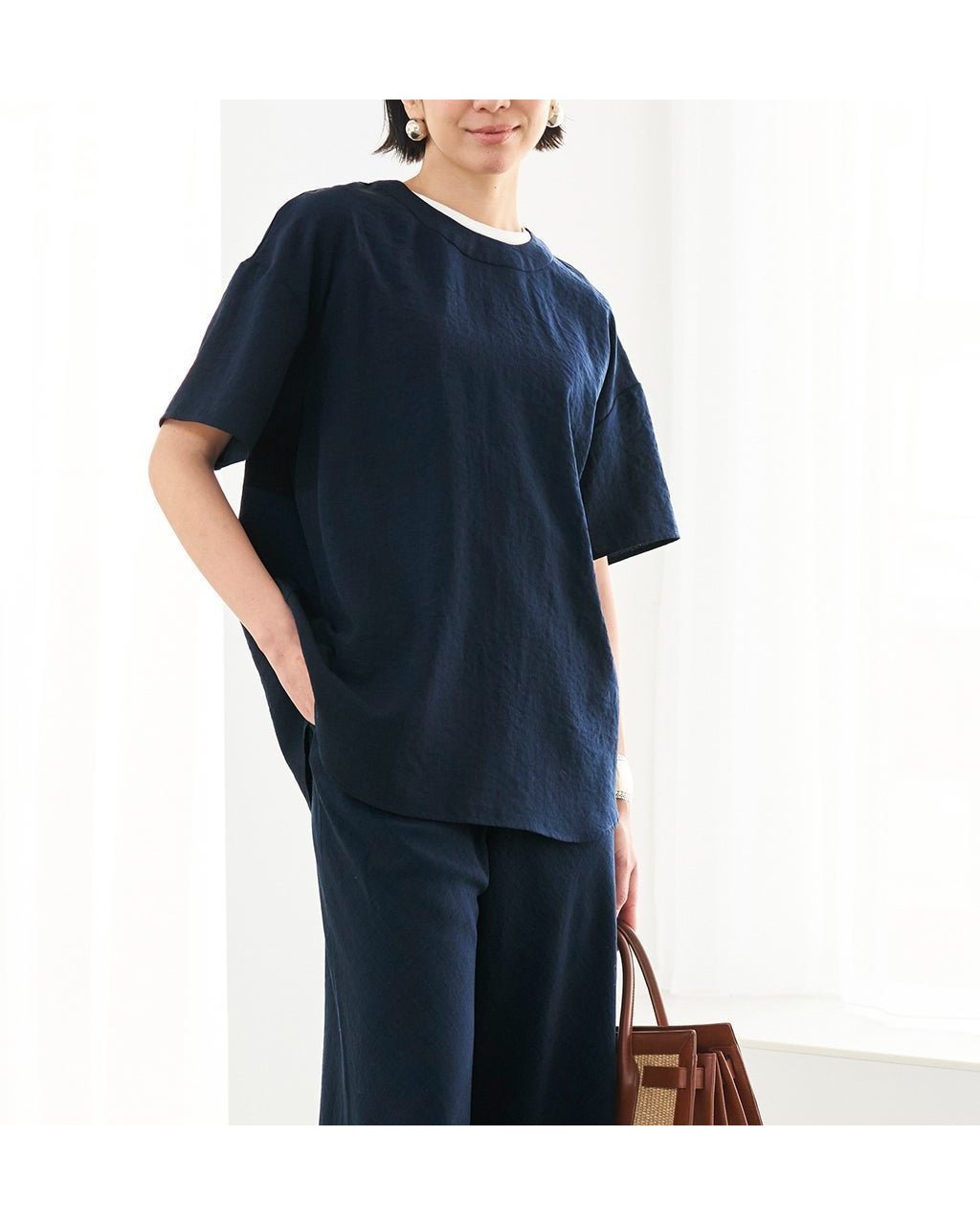 【ドゥクラッセ/DoCLASSE】のビューティフォルム・Tブラウス インテリア・キッズ・メンズ・レディースファッション・服の通販 founy(ファニー) 　ファッション　Fashion　レディースファッション　Fashion for Women　トップス・カットソー　Cut & Sew Tops　シャツ・ブラウス・オフィスカジュアル　Elegant Blouses & Button-Ups　新作・新入荷　New Arrivals / New In　シンプル　Simple, Minimal　フォルム　Silhouette, Form　人気　Popular, Best Seller　ネイビー|ID: prp329100004919824 ipo3291000000036910942