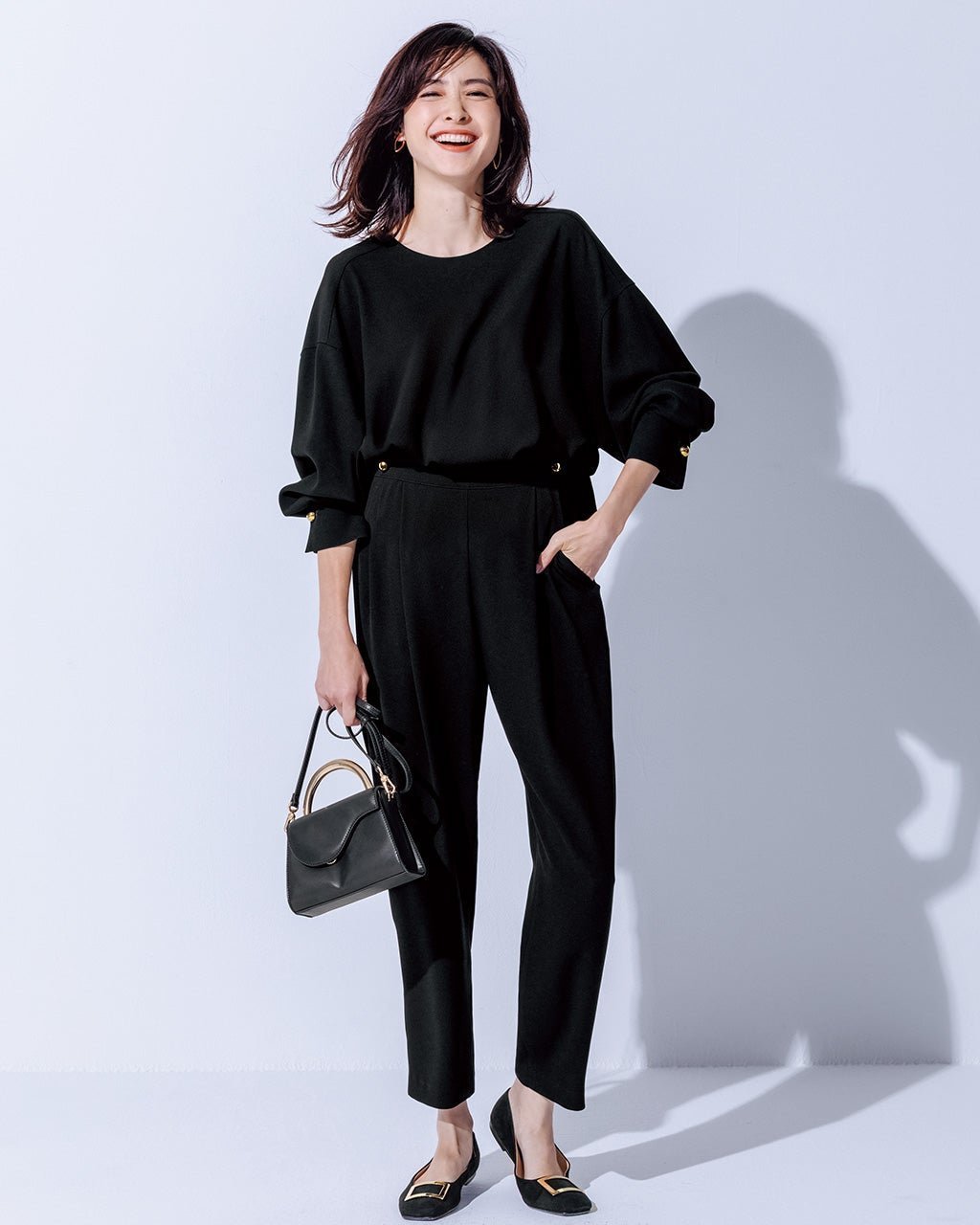 【ドゥクラッセ/DoCLASSE】のストレッチジョーゼット・ハイタックパンツ インテリア・キッズ・メンズ・レディースファッション・服の通販 founy(ファニー) 　ファッション　Fashion　レディースファッション　Fashion for Women　パンツ　Pants & Trousers　ストレッチ　Stretch, Stretchy Fabric　セットアップ　Set-Up, Coordinated Outfit　エレガント 上品　Elegant　ブラック|ID: prp329100004919837 ipo3291000000036910987