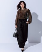 【ドゥクラッセ/DoCLASSE】のサテンジョーゼット・バレルパンツ 人気、トレンドファッション・服の通販 founy(ファニー) ファッション Fashion レディースファッション Fashion for Women パンツ Pants & Trousers とろみ Fluid, Flowy Fabric サテン Satin, Glossy Fabric ジョーゼット Georgette, Semi-Sheer Fabric thumbnail ブラック|ID: prp329100004919846 ipo3291000000036911026