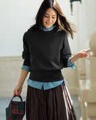 【ドゥクラッセ/DoCLASSE】のライトダンボールニット・パフ袖プルオーバー ブラック|ID: prp329100004919858 ipo3291000000037023101