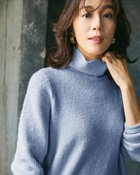 【ドゥクラッセ/DoCLASSE】のラメ糸スパンコールニット・片畦タートルネック サックス|ID: prp329100004919865 ipo3291000000037101421