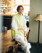 【ドゥクラッセ/DoCLASSE】の片畦編み・ボトルネックベスト ライム|ID: prp329100004919867 ipo3291000000036911131