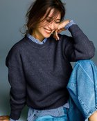 【ドゥクラッセ/DoCLASSE】のラメ糸スパンコールニット・片畦クルーネック ミッドナイトブルー|ID: prp329100004919870 ipo3291000000037093608