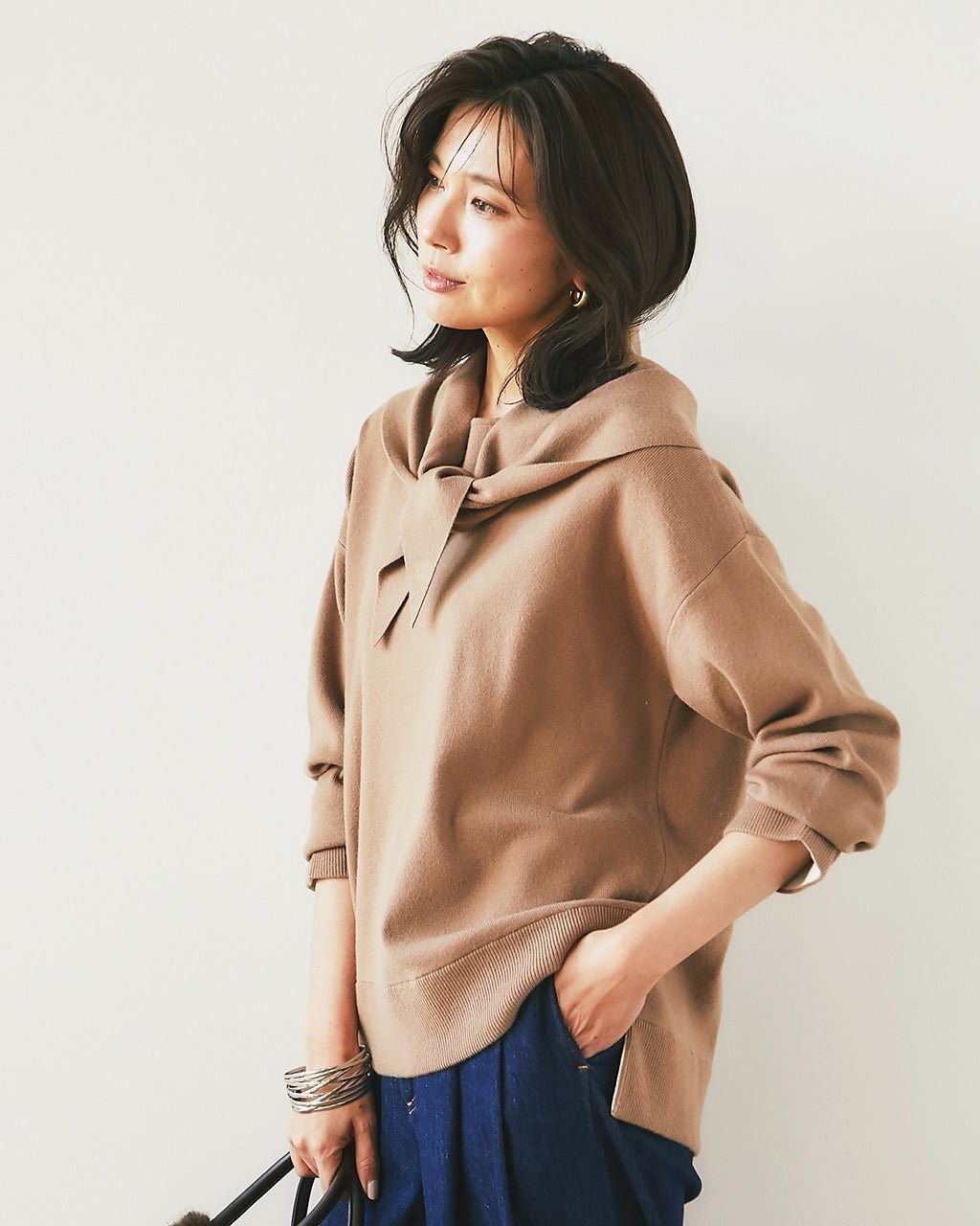 【ドゥクラッセ/DoCLASSE】のウール混・ニットスカーフ インテリア・キッズ・メンズ・レディースファッション・服の通販 founy(ファニー) 　ファッション　Fashion　レディースファッション　Fashion for Women　トップス・カットソー　Cut & Sew Tops　ニット　Knit Tops & Sweaters　レイングッズ・傘・晴雨兼用傘　Umbrellas & Rain Gear　スカーフ　Scarf, Neckwear　パターン　Pattern, Design Print　フォルム　Silhouette, Form　フレンチ　French, French Style　冬　Winter / This Winter　日傘　Parasol, UV Umbrella　キャメル|ID: prp329100004919881 ipo3291000000036911231