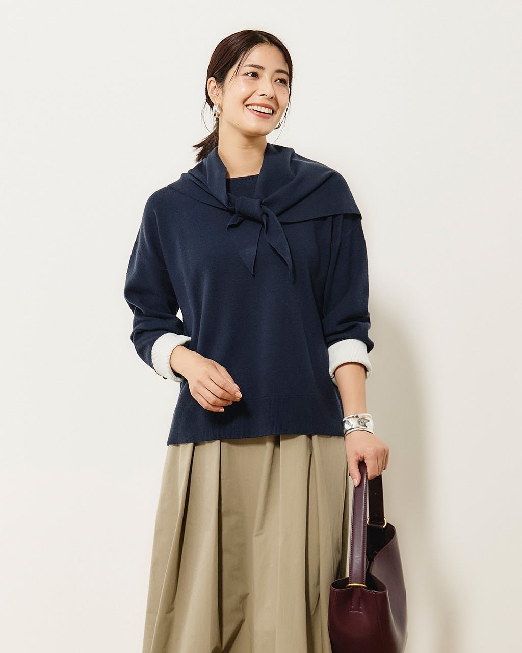 【ドゥクラッセ/DoCLASSE】のウール混・ニットスカーフ インテリア・キッズ・メンズ・レディースファッション・服の通販 founy(ファニー) 　ファッション　Fashion　レディースファッション　Fashion for Women　トップス・カットソー　Cut & Sew Tops　ニット　Knit Tops & Sweaters　レイングッズ・傘・晴雨兼用傘　Umbrellas & Rain Gear　スカーフ　Scarf, Neckwear　パターン　Pattern, Design Print　フォルム　Silhouette, Form　フレンチ　French, French Style　冬　Winter / This Winter　日傘　Parasol, UV Umbrella　ミッドナイトブルー|ID: prp329100004919881 ipo3291000000036911232