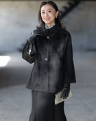 【ドゥクラッセ/DoCLASSE】のアルパカシャギー・スタンドショートコート ブラック|ID: prp329100004919884 ipo3291000000036911243