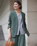 【ドゥクラッセ/DoCLASSE】のスポンジWクロス・ノーカラージャケット 人気、トレンドファッション・服の通販 founy(ファニー) ファッション Fashion レディースファッション Fashion for Women アウター Coat / Outerwear Collection レディースジャケット・軽アウター Jackets ノーカラージャケット / シンプル上品コーデ Collarless Jackets なめらか Smooth, Silky Texture オケージョン Occasion Wear ジャケット Jacket, Outerwear ストレッチ Stretch, Stretchy Fabric スリット Slit, Slit Detail セットアップ Set-Up, Coordinated Outfit フォルム Silhouette, Form 人気 Popular, Best Seller ビジネス 仕事 通勤 Business / Work / Commuting thumbnail セージ|ID: prp329100004919893 ipo3291000000036911286